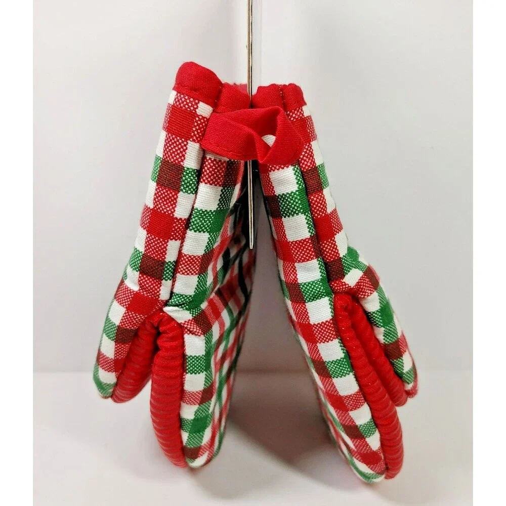 Ralph Lauren Kitchen Oven Mini Mitts Red Green Plaid 5.5